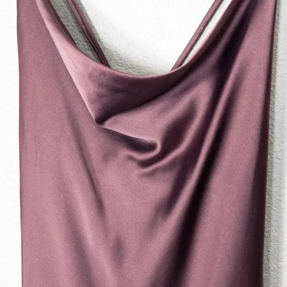 Show Me Your Mumu Purple Slip Dress Size S Cowl Neck Minimalist Romantic - Picture 3 of 7